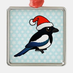 Magpie Santa Metal Tree Decoration