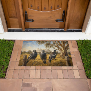 Magpies in the outback doormat