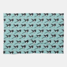Magpies Tea Towel blue