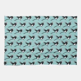 Magpies Tea Towel blue