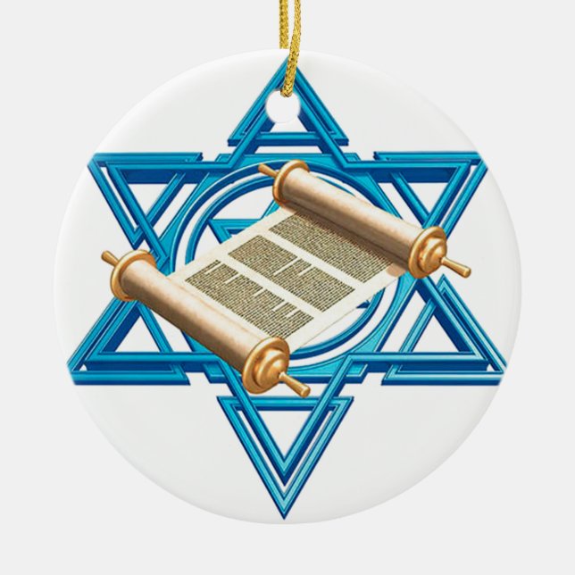 Maguen David Torah Ceramic Tree Decoration (Front)