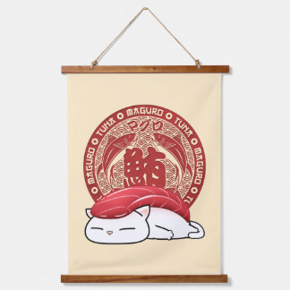 Maguro Tuna Sushi Cat  Hanging Tapestry