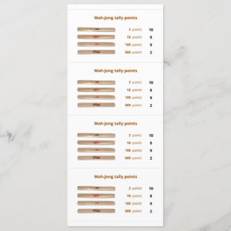 Mah-Jong tally points card – 1
