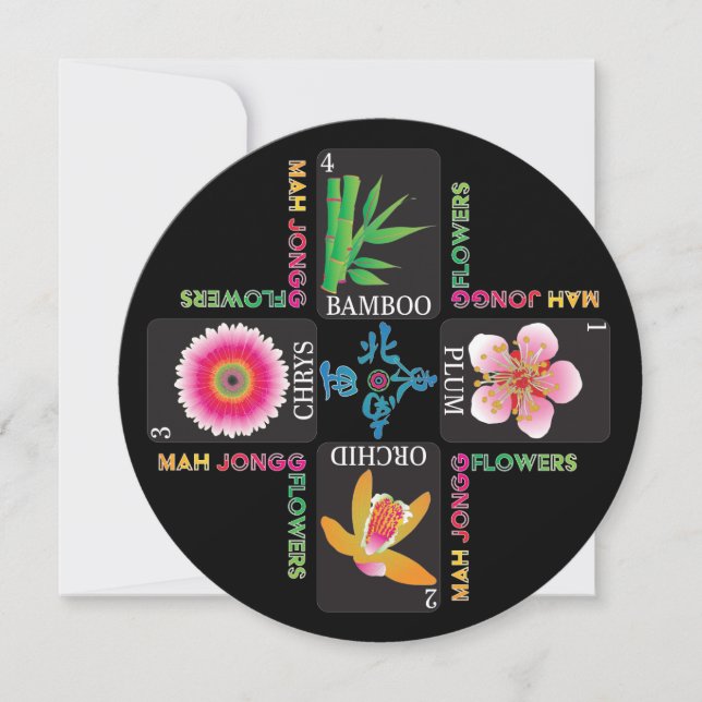 Mah Jongg 4 Flowers Flat Card (Front)