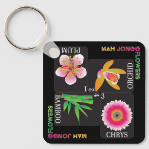 Mah Jongg 4 Flowers Keychain