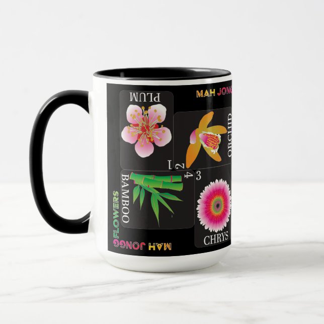 Mah Jongg 4 Flowers Mug (Left)