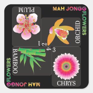 Mah Jongg 4 Flowers Stickers