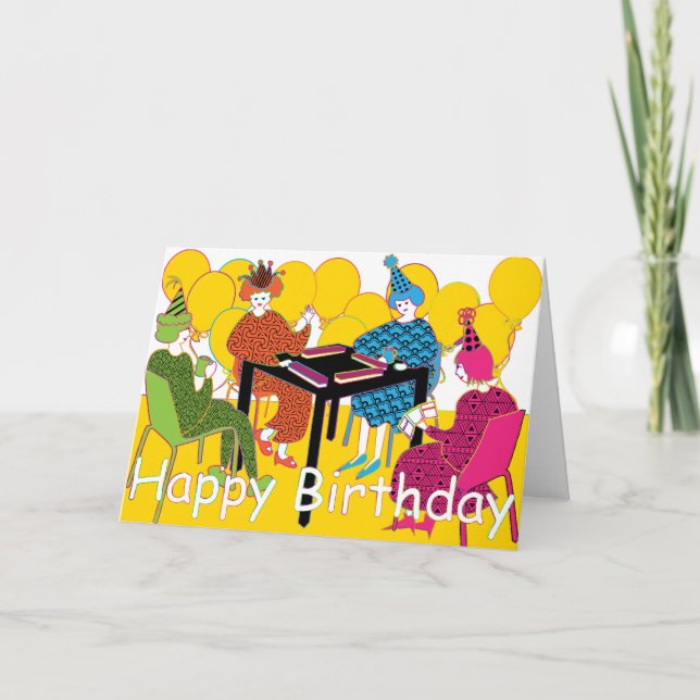 Mah Jongg Balloons Birthday Card (Front)