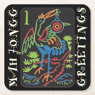 Mah Jongg Bird Greetings Coasters