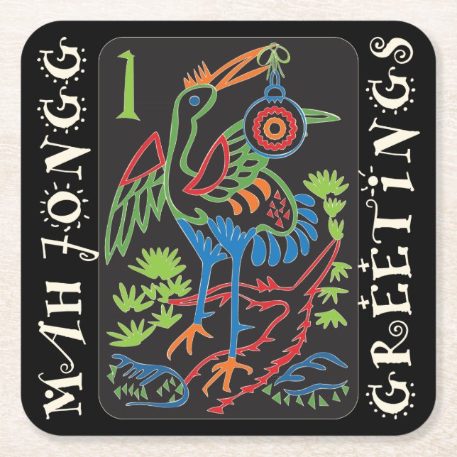 Mah Jongg Bird Greetings Coasters (Front)