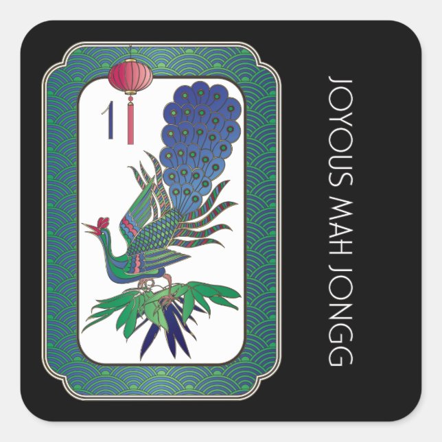 Mah Jongg Bird Holiday Stickers (Front)