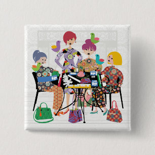 Mah Jongg Birds Button