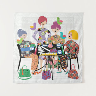 Mah Jongg Birds Tapestry