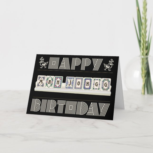 Mah Jongg Birthday White Dragons Card (Front)