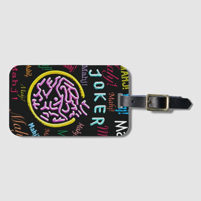 MAH JONGG BLACK JOKER BUSINESS LUGGAGE TAG (Front Horizontal)