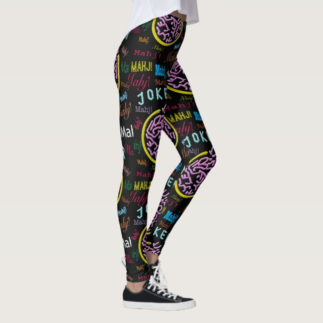 Mah Jongg Black Joker Leggings (Right)