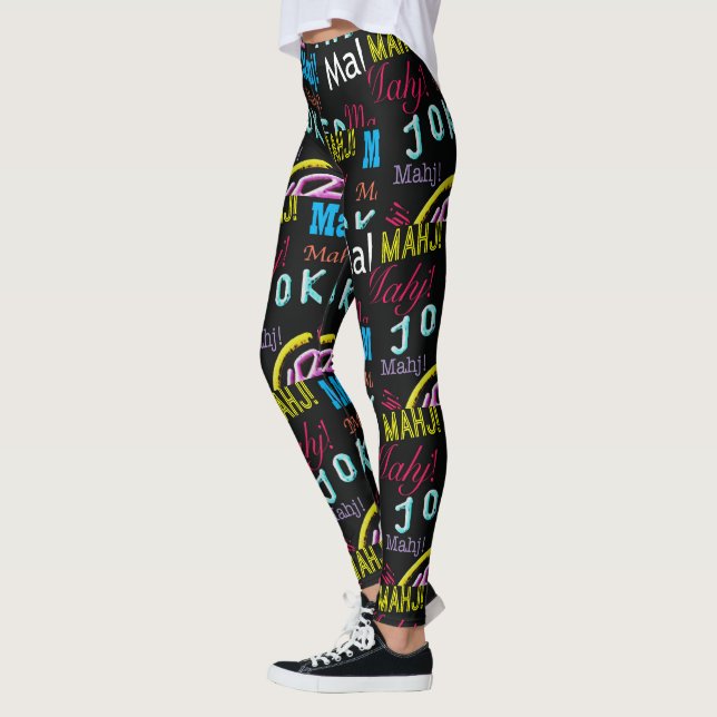 Mah Jongg Black Joker Leggings (Left)