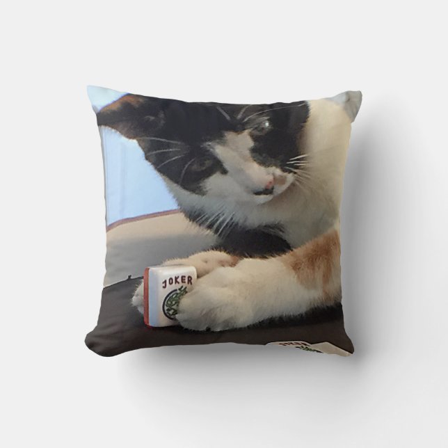 Mah Jongg Cat and Dogs Pillow (Front)