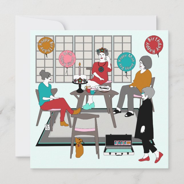 Mah Jongg Cat Birthday Invitation (Front)