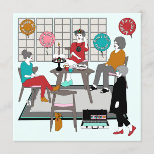 Mah Jongg Cat Birthday Invitation