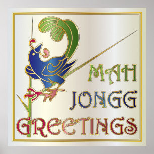 Mah Jongg Christmas One Bam Poster