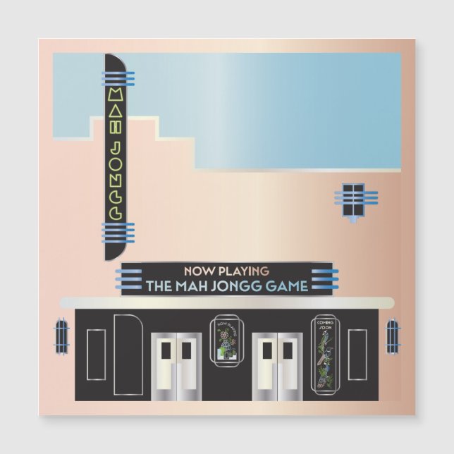 Mah Jongg Deco Theatre Magnet Card (Front)