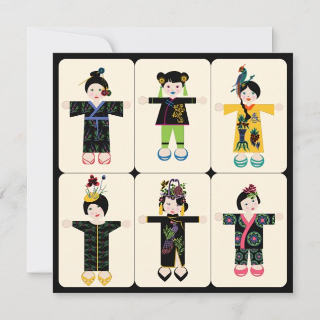 Mah Jongg Dolls Flat Card (Front)