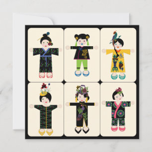 Mah Jongg Dolls Flat Card