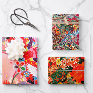 Mah Jongg Egrets and Paisley Wrapping Paper Sheet