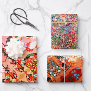 Mah Jongg Egrets and Paisley Wrapping Paper Sheets