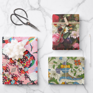 Mah Jongg Egrets, Positano and Fleuresse Wrapping Paper Sheet