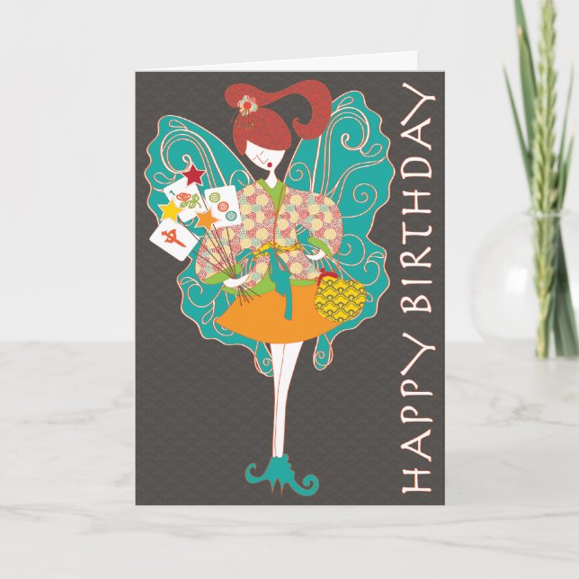 Mah Jongg Fairy Birthday Card (Front)