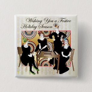 Mah Jongg Festive 15 Cm Square Badge