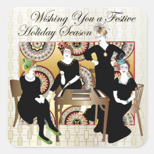 Mah Jongg Festive Square Sticker