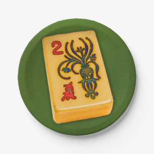 Mah Jongg Flower Tile Paper Plate