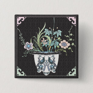 Mah Jongg Flowers/Birds Button