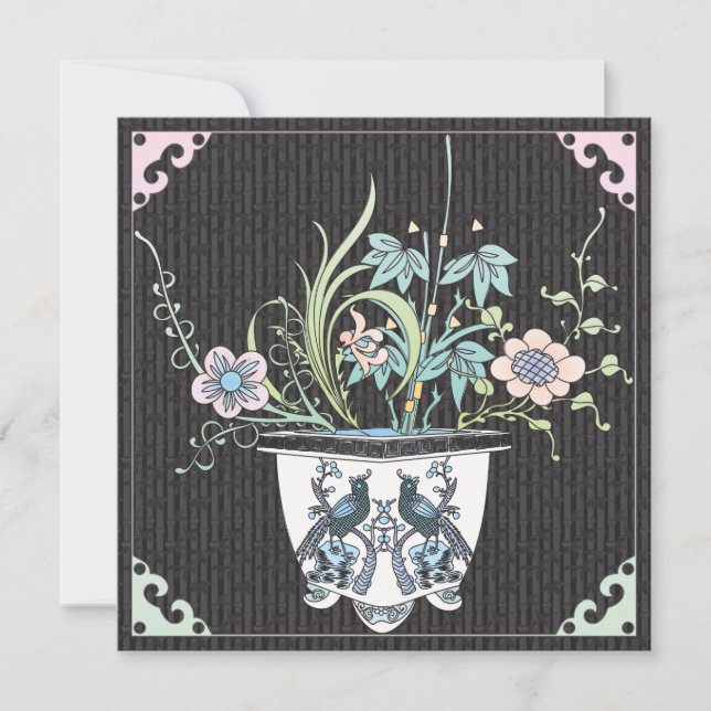 Mah Jongg Flowers/Birds Flat Card (Front)