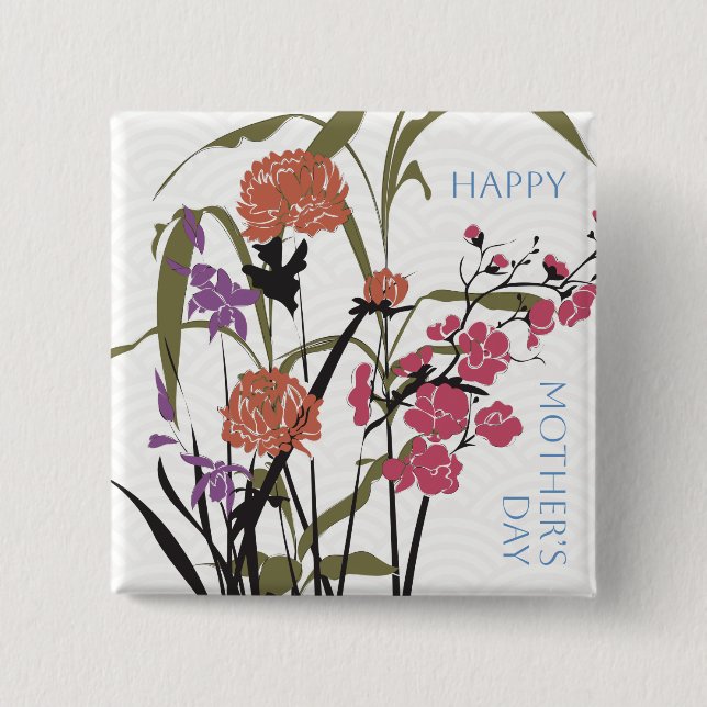 Mah Jongg Flowers Mother’s Button (Front)