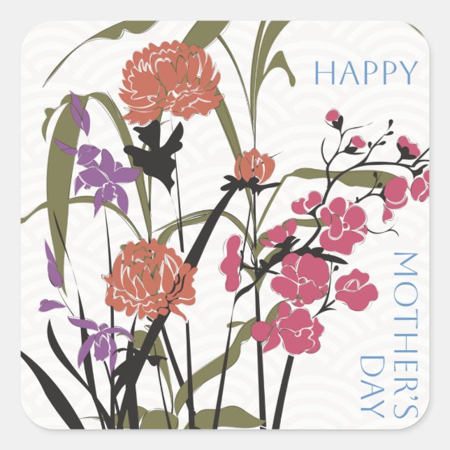 Mah Jongg Flowers Mother’s Stickers (Front)