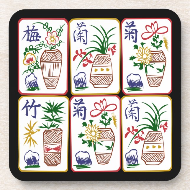 Mah Jongg Flowers & One Circles Coaster (Front)