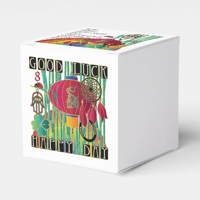 Mah Jongg Good Luck Happy Day Favour Box (Front Side)