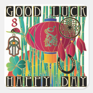 Mah Jongg Good Luck Happy Day Square Sticker