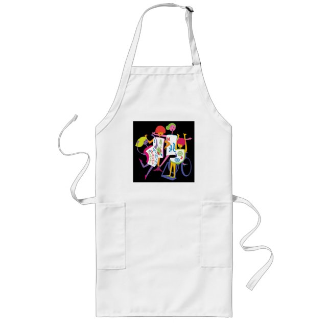 Mah Jongg Happy Dance Black Apron (Front)