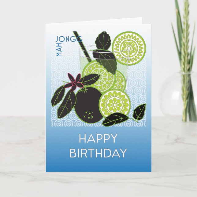 MAH Jongg Limerick Wine Birthday Card (Front)
