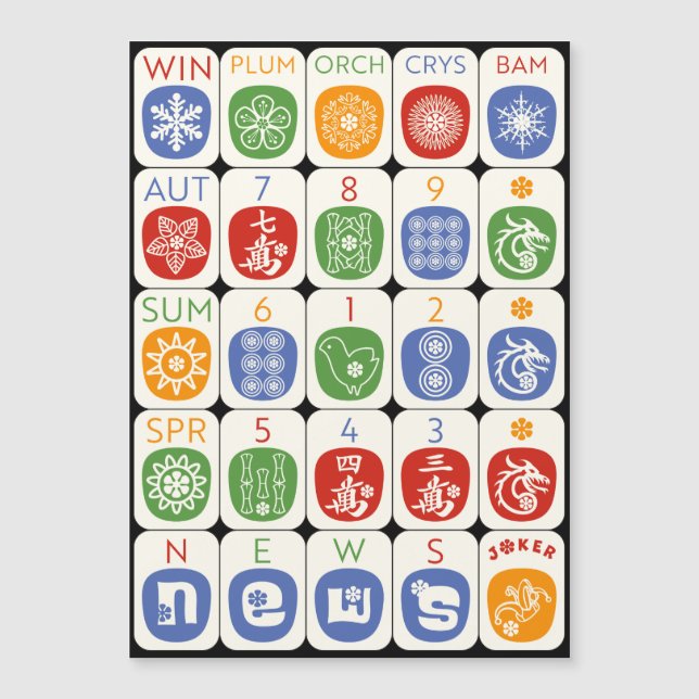 Mah Jongg Modern Magnet Card (Front)