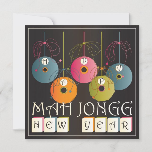 Mah Jongg New Years Holiday Card (Front)