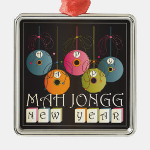 Mah Jongg New Years Metal Tree Decoration