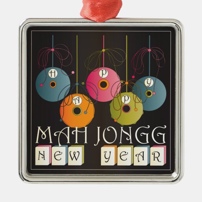 Mah Jongg New Years Metal Tree Decoration (Front)