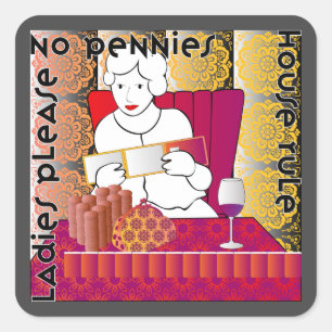 Mah Jongg No Pennies Square Sticker