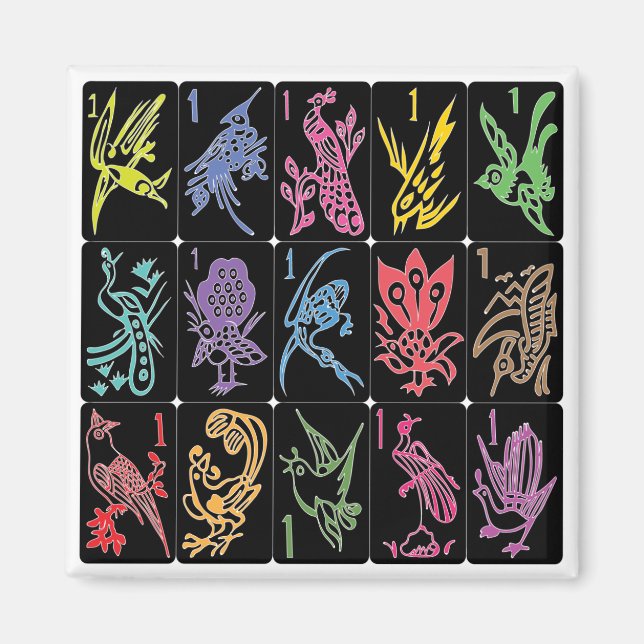 Mah Jongg One Bams Black/Multi Magnet (Front)